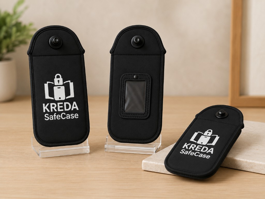 KREDA SafeCase — Vorder- und Rückseite mit Sichtfenster